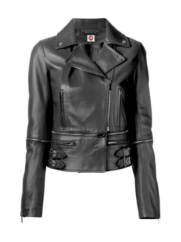 THE HUB LEATHER Vixen Fancy Biker Motorcycle Moto Black Red Real Leather Jacket Women - Image 2