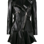 The Hub Leather Medusa Black Peplum Fashionable Designer Genuine Leather Jacket Women Missy Plus Size