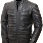 THE HUB LEATHER Robotic Style Genuine Leather Jacket Quilted Design Biker Jacket Plus Size Black