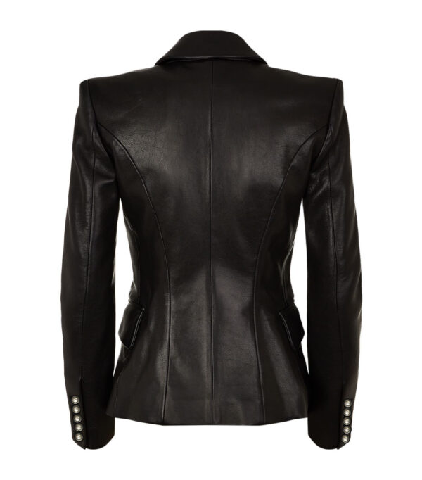 THE HUB LEATHER Cleopatra Black Coat Double-Breasted Blazer Genuine Leather Jacket Women - Image 2