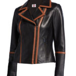 THE HUB LEATHER Quantium Women contras Real Lambskin Leather Jacket Missy Custom Made