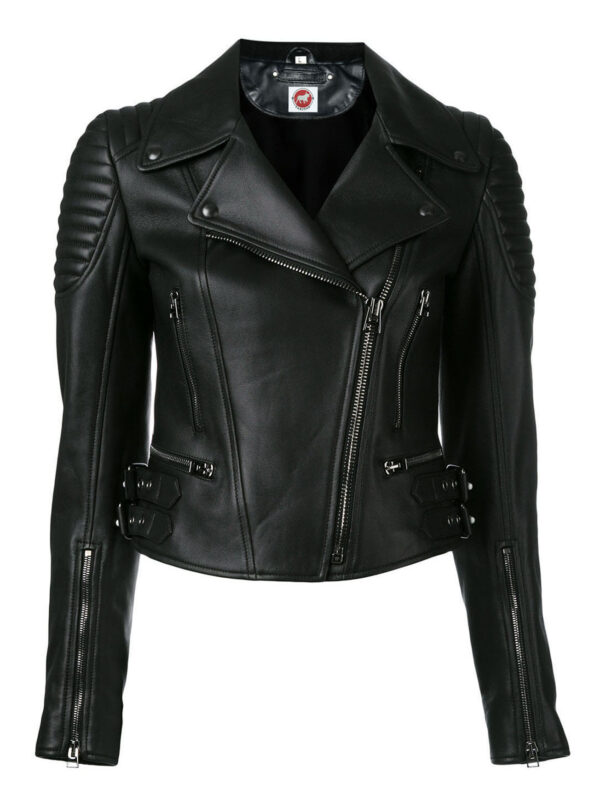 THE HUB LEATHER thena Fancy Black Biker Motorcycle Moto Real Leather Jacket Women Missy