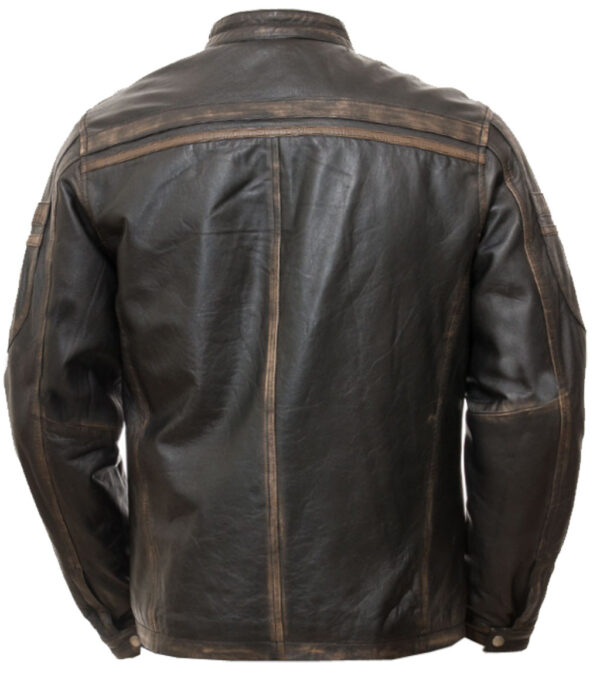 THE HUB LEATHER Retro Cafe Racer Jacket Genuine Leather for Men Vintage Rub-Off Style Regular Size - Image 2