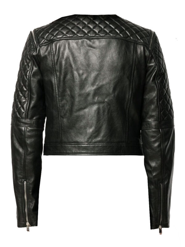 THE HUB LEATHER Deona Classic Shirt Style Black Real Leather Jacket Woman - Image 2