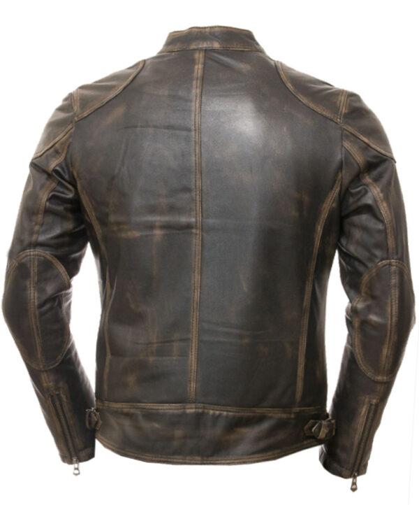 THE HUB LEATHER Vintage Genuine Leather Jacket for Men Brown Rub-Off Style Biker Jacket Regular Size - Image 2