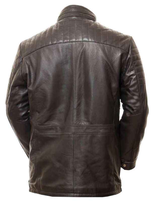THE HUB LEATHER Safari Genuine Leather Jacket Hunter Design Black Brown Zipped Patch Pockets 3/4 Jacket for Men - Image 2
