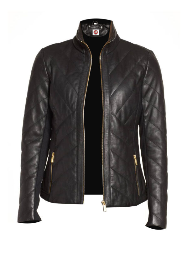 THE HUB LEATHER Nyx Black Quilted Classic Designer Real Leather Jacket Women Missy Plus Size