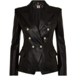 THE HUB LEATHER Cleopatra Black Coat Double-Breasted Blazer Genuine Leather Jacket Women