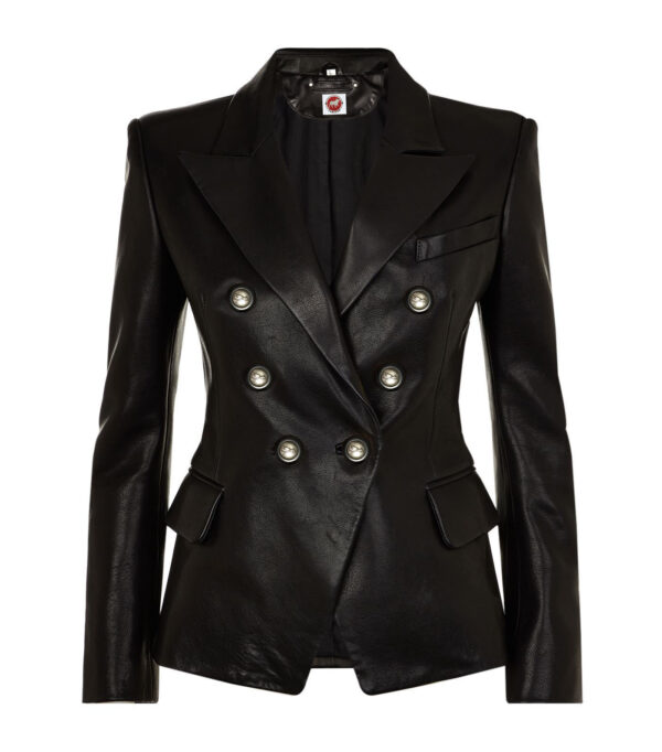 THE HUB LEATHER Cleopatra Black Coat Double-Breasted Blazer Genuine Leather Jacket Women