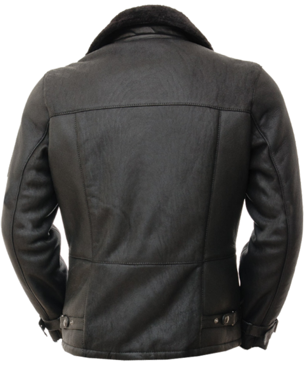 THE HUB LEATHER Modern Sheepskin Black Shearling Jacket Genuine Leather for Men Jacket Regular and Plus Size - Image 2