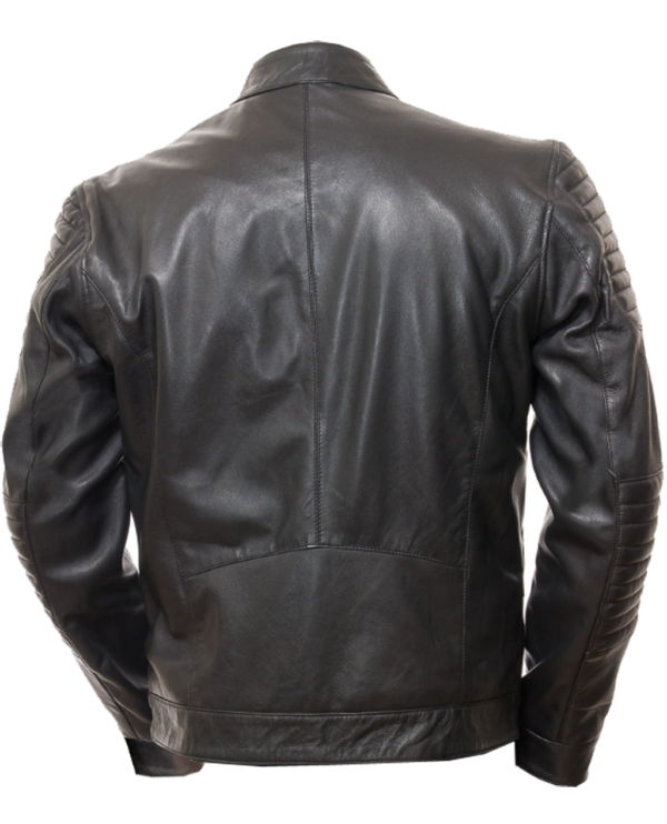 THE HUB LEATHER Robotic Style Genuine Leather Jacket Quilted Design Biker Jacket Plus Size Black - Image 2