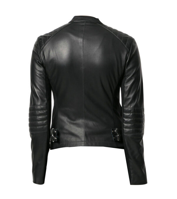 THE HUB LEATHER Falcon Black Moto Biker Slim Fit Motorbike Real Leather Jacket Women Plus Size - Image 2