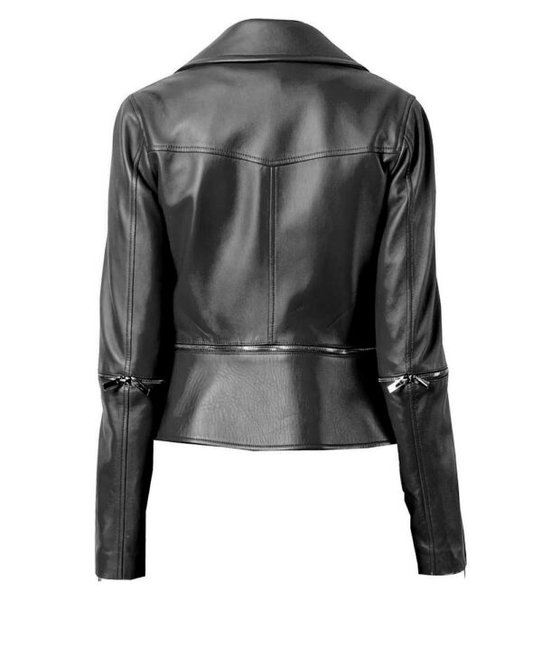 THE HUB LEATHER Vixen Fancy Biker Motorcycle Moto Black Red Real Leather Jacket Women - Image 3