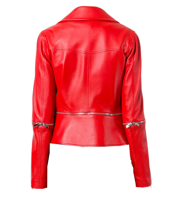 THE HUB LEATHER Vixen Fancy Biker Motorcycle Moto Black Red Real Leather Jacket Women - Image 8