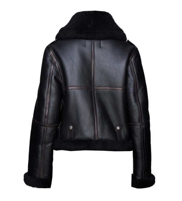 THE HUB LEATHER Culporate Black Shearling Fur Blazer Real Leather Jacket for Women - Image 2