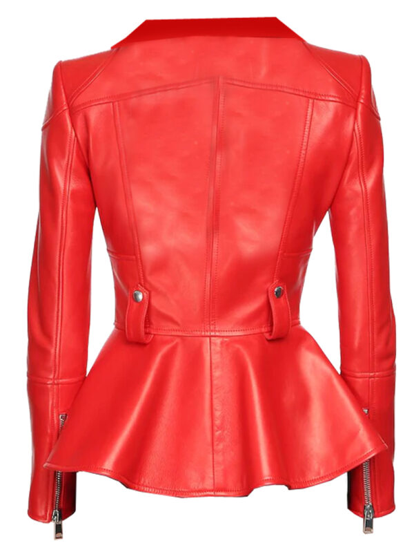 THE HUB LEATHER Medusa Black Peplum Fashionable Designer Genuine Leather Jacket Women Missy Plus Size - Image 2