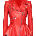 THE HUB LEATHER Medusa Black Peplum Fashionable Designer Genuine Leather Jacket Women Missy Plus Size