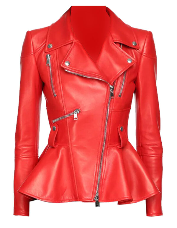 THE HUB LEATHER Medusa Black Peplum Fashionable Designer Genuine Leather Jacket Women Missy Plus Size