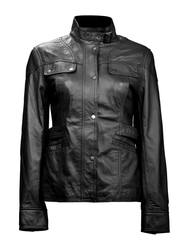 THE HUB LEATHER Venus Designer Stylish Exclusive Black Real Leather Jacket Women Missy
