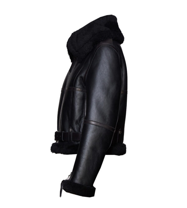 THE HUB LEATHER Culporate Black Shearling Fur Blazer Real Leather Jacket for Women - Image 3