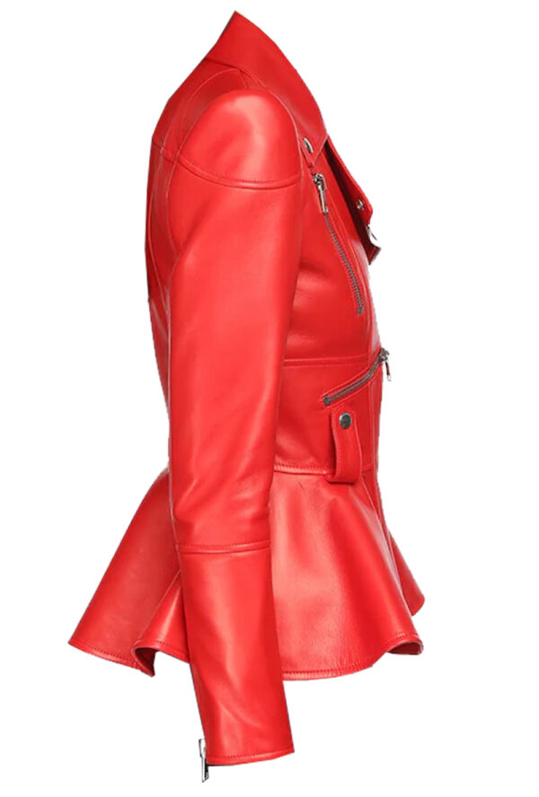 THE HUB LEATHER Medusa Black Peplum Fashionable Designer Genuine Leather Jacket Women Missy Plus Size - Image 3