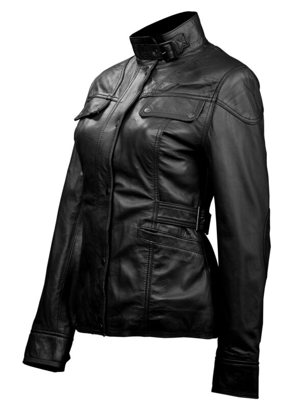THE HUB LEATHER Venus Designer Stylish Exclusive Black Real Leather Jacket Women Missy - Image 3