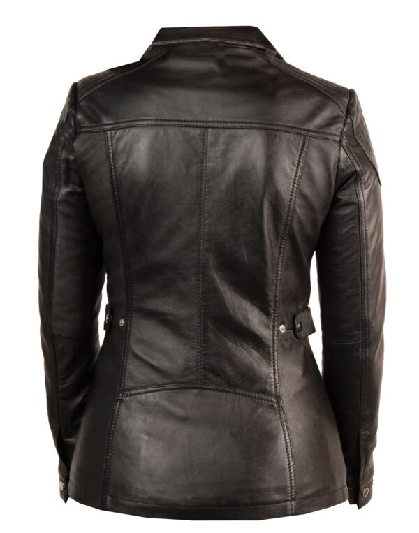 THE HUB LEATHER Women’s Designer Jacket Genuine Leather Adjustable Waist Biker Distressed Missy Regular and Plus Size Black - Image 2