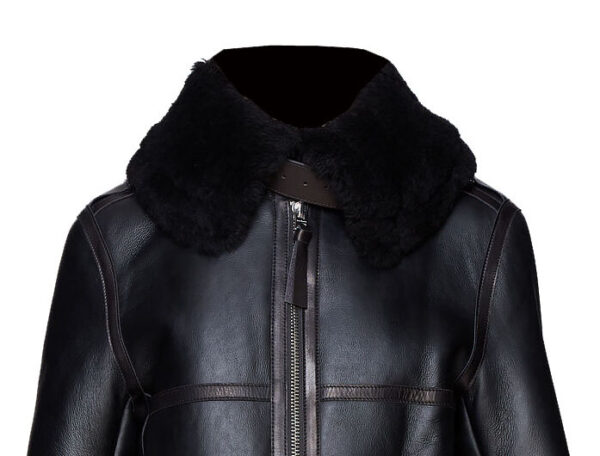 THE HUB LEATHER Culporate Black Shearling Fur Blazer Real Leather Jacket for Women - Image 4