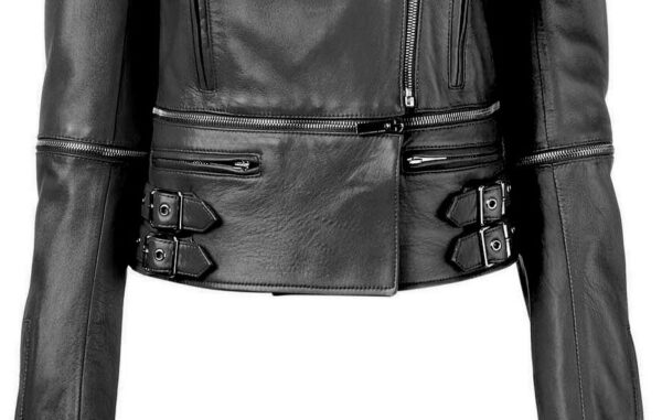 THE HUB LEATHER Vixen Fancy Biker Motorcycle Moto Black Red Real Leather Jacket Women - Image 4