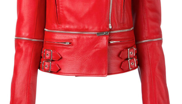 THE HUB LEATHER Vixen Fancy Biker Motorcycle Moto Black Red Real Leather Jacket Women - Image 9