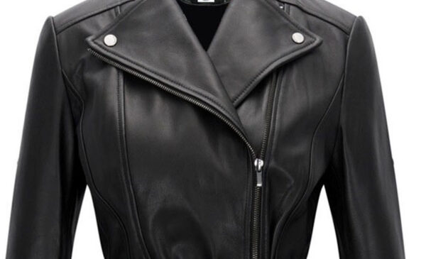 THE HUB LEATHER Belle Black Blazar Trench Coat Belted Peplum Real Leather Jacket Women - Image 3