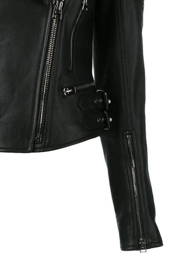 THE HUB LEATHER thena Fancy Black Biker Motorcycle Moto Real Leather Jacket Women Missy - Image 3