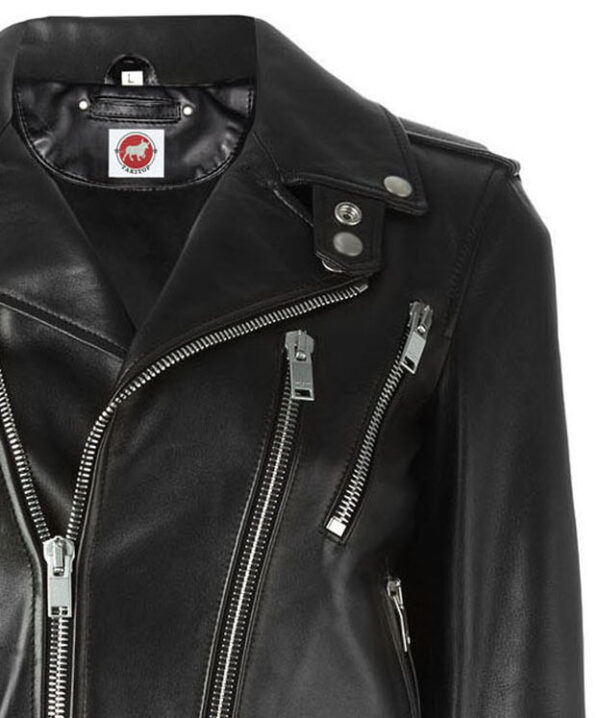 THE HUB LEATHER Electra Motorcycle Biker Stylish Ziper Black Real Leather Jacket Women - Image 3
