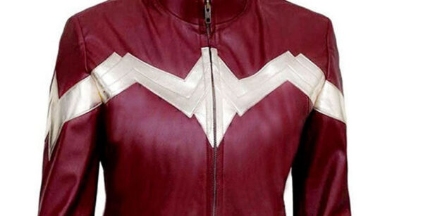 THE HUB LEATHER Superhero Wonder Girl Gal Gadot Maroon and Black Faux Leather Jacket for Women - Image 3