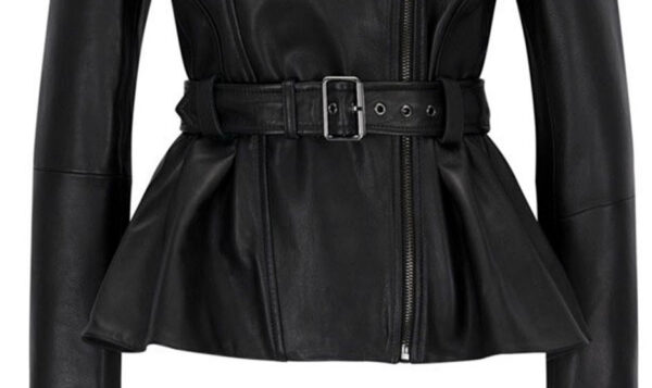 THE HUB LEATHER Belle Black Blazar Trench Coat Belted Peplum Real Leather Jacket Women - Image 4
