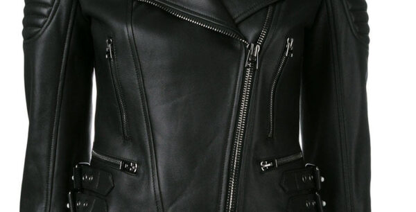 THE HUB LEATHER thena Fancy Black Biker Motorcycle Moto Real Leather Jacket Women Missy - Image 4