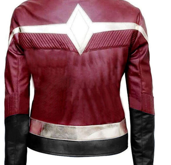 THE HUB LEATHER Superhero Wonder Girl Gal Gadot Maroon and Black Faux Leather Jacket for Women - Image 2
