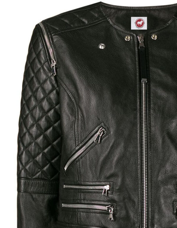 THE HUB LEATHER Deona Classic Shirt Style Black Real Leather Jacket Woman - Image 4