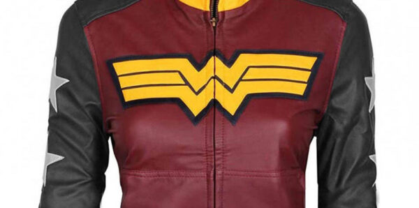 THE HUB LEATHER Wonder Women Gal Gadot Superhero Faux Leather Jacket for Women - Image 3