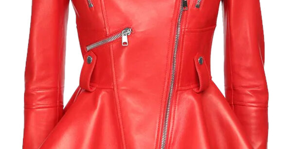 THE HUB LEATHER Medusa Black Peplum Fashionable Designer Genuine Leather Jacket Women Missy Plus Size - Image 4