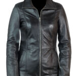 THE HUB LEATHER Elegant Genuine Leather Jacket for Women Moto Biker Jacket Missy Regular and Plus Size Black