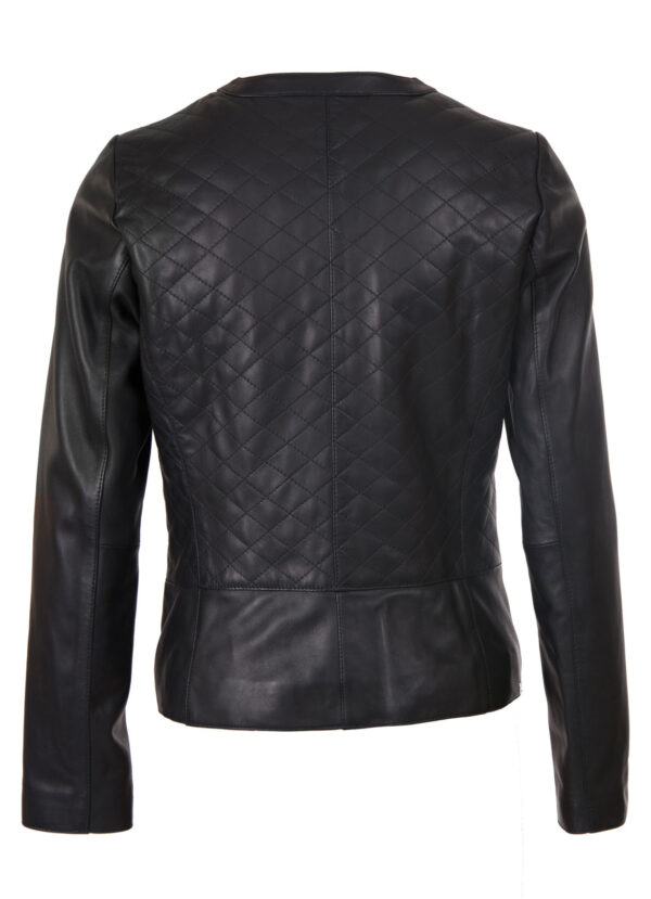 THE HUB LEATHER Velver Women’s Real Lambskin Leather Jacket Fashion Designer Studded Round Collar Black Golden Zip - Image 2