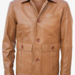 THE HUB LEATHER Skyn Black and Tan Blazer 3 Button Coat Real Leather Jacket Men