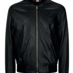 THE HUB LEATHER Kuro Bomber Black Stylish Real Leather Jacket for Men