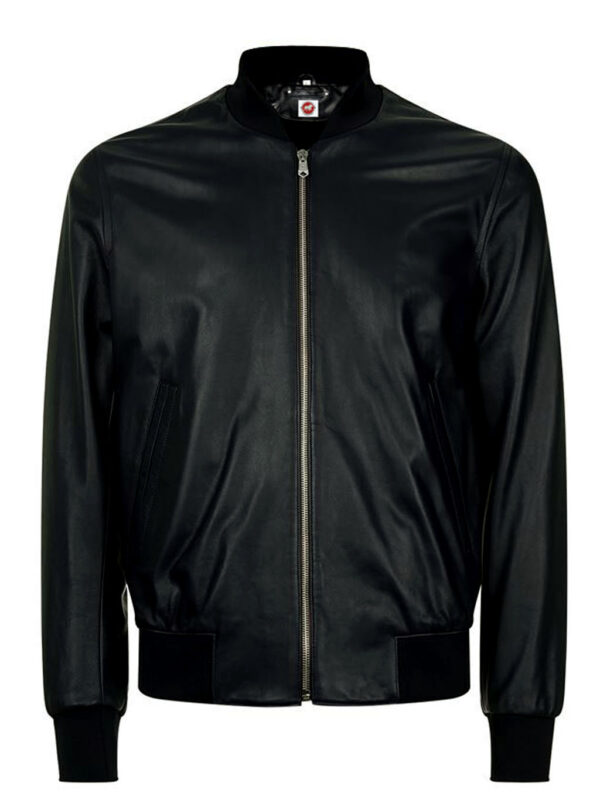 THE HUB LEATHER Kuro Bomber Black Stylish Real Leather Jacket for Men