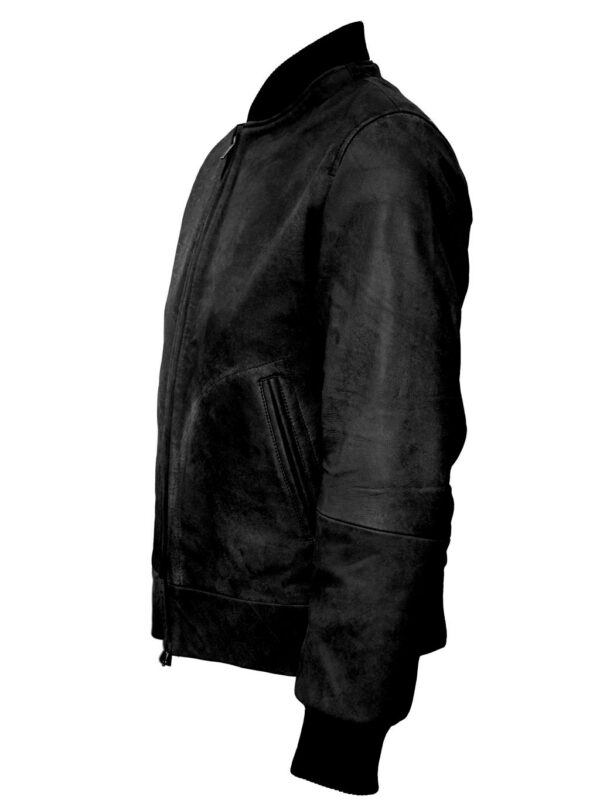 THE HUB LEATHER Troy Black and Tan Bomber Designer Genuine Leather Jacket Men Big and Tall - Image 4