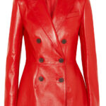 THE HUB LEATHER Rugged Coat Blazer Tan, Red and Black Double Breast Real Leather Jacket for Women