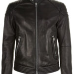 THE HUB LEATHER Camo Moto Biker Slim Fit Designer Black Real Leather Jacket Men Big and Tall