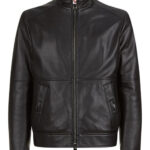 THE HUB LEATHER Viking Classic Black Bomber Style Real Leather Jacket Men Big and Tall