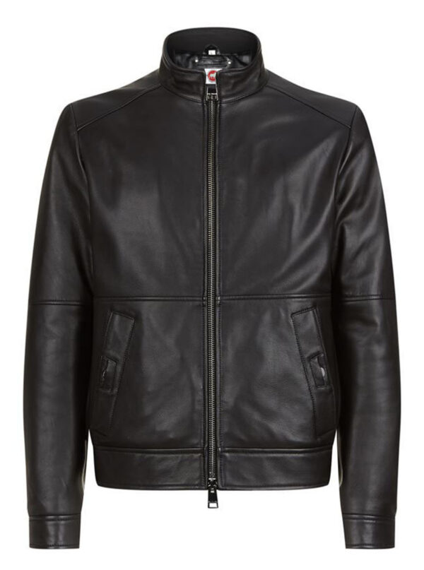 THE HUB LEATHER Viking Classic Black Bomber Style Real Leather Jacket Men Big and Tall